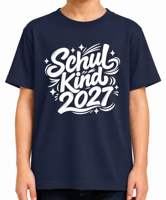 Produktbild von Schulkind 2027 Einschulung Erster Schultag Geschenk Schulanfang Kinder T-Shirt, Navy, 104
