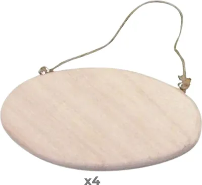 Produktbild von 4 ovale Türschilder aus Holz mit Kordel 14,5 cm