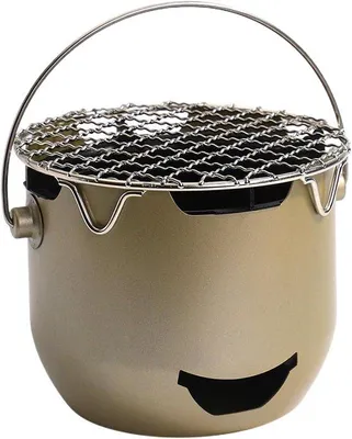 Immagine prodotto di Griglia portatile a carbone - 15*12 cm - Mini griglia a carbone - Griglia portatile a carbone per esterni - Piccola griglia per esterni - Ideale per campeggio, barbecue in giardino, barbecue in camper e picnic - Colore: verde