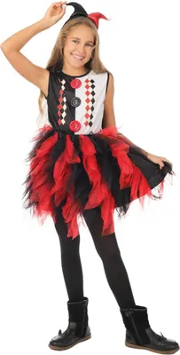 Produktbild von Harlekin Kostüm für Mädchen Schwarz Rot Tüllrock Halloween - 140/152 (10-12