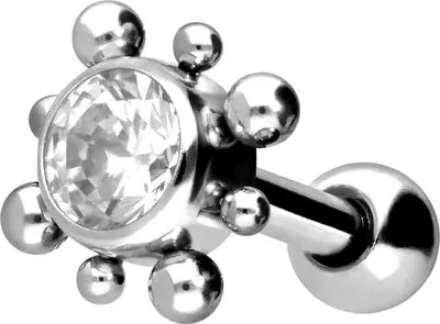 Produktbild von Ohrpiercing Chirurgenstahl Ohrpiercing KRISTALL + KUGELQUADRAT