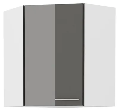 Produktbild von Eckhängeschrank 60x60 Küche Lara Grau Glanz + Weiß matt Küchenzeile Küchenblock