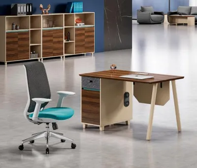 Image de Table de bureau en bois Table de travail Bureau Meuble de bureau brun