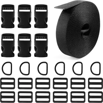 Produktbild von Nylon-Riemen mit Schnallen - vielseitig einsetzbar - 5,4 m - schwarz - 25 mm