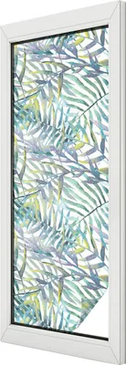Obrázok produktu pre Vitrážová fólia na okno - 146x50 cm - vitrážový vzor - nepriehľadná dekoratívna fólia na ochranu súkromia - samolepiaca, UV ochrana - tropické akvarely