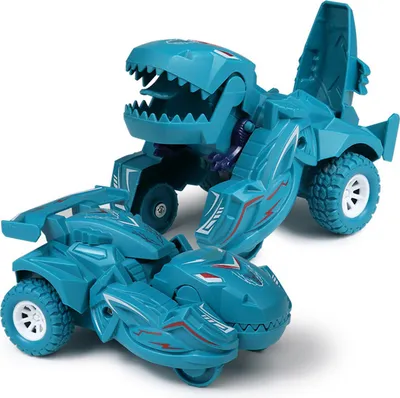 Image de Dinosaure transformant la voiture Déformation réaliste Inertial Roller Enfants en bas âge Cadeau de jouets Cyan