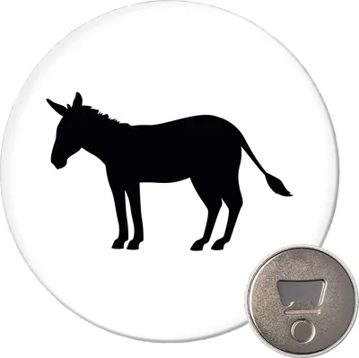 Produktbild von Huuraa Magnet Esel Silhouette 59mm Kühlschrankmagnet rund Flaschenöffner Geschenkidee