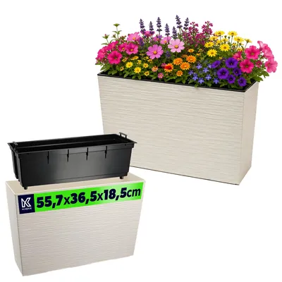 Zdjęcie produktu dla KADAX Kwietnik Doniczka Donica + Wkład Kremowa 19x56 cm