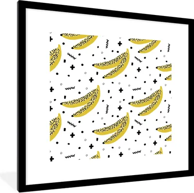 Produktbild von MuchoWow® Gerahmtes Poster Sommer - Design - Bananen 40x40 cm - Poster mit Schwarzem Bilderrahmen Wandposter Rahmen Foto Bilder - Poster - Plakat im Rahmen