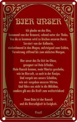 Produktbild von vianmo Blechschild 30x20 cm Alkohol Prost Bier unser Spruch Zitat
