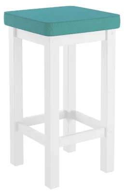 Produktbild von Holzhocker Barhocker mit verschiedenen Polsterfarben 60 cm hoch Kiefer weiß V-90.71-44WP