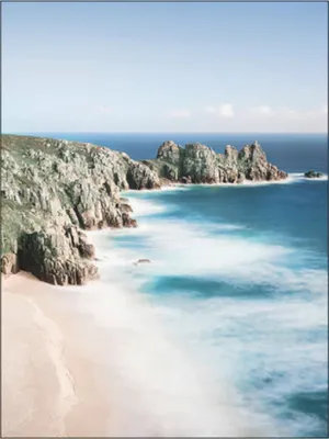 Produktbild von TPFLiving Kunstdruck LW-16 (OHNE RAHMEN) Poster - Leinwand - Wandbild - Hochauflösender Giclée-Druck, langlebig und hochwertig - Sommerlandschaft Blaues Meer und weißer Strand -  - Größe: 40x50cm