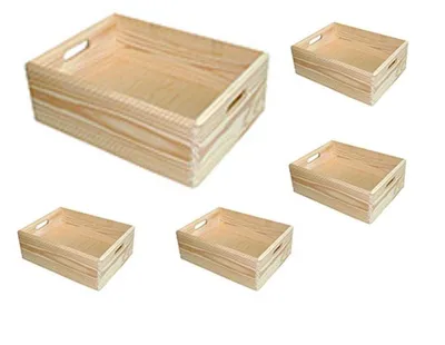 Produktbild von 5er Set Mehrzweckbox aus Holz Gr. XL, abgerundete Kanten