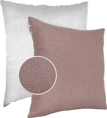Produktbild von Dekokissen 50x50cm Kissenhülle mit Füllung Kissenbezug mit Reißverschluss Tizi Leinen-Optik Uni Rosagrau