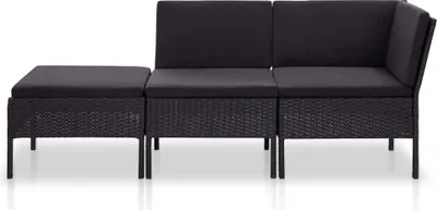 Zdjęcie produktu dla 3-Cz. Zestaw Wypoczynkowy Do Ogrodu, Poduszki, Rattan Pe Czarny Lumarko!