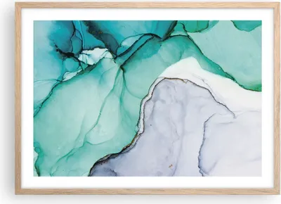 Produktbild von Gerahmtes Poster - Rahmen in heller Eiche - Abstraktion Marmor Türkis - 70x50 cm - Wand Bild - Wanddeko - Wandbilder - Kunstposter - Wandposter - Bilderrahmen - Bilder - Kunstdruck - P2NAA70x50-4553