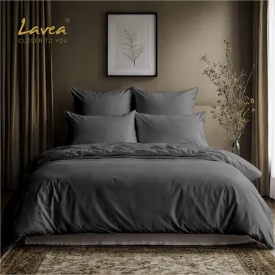 Produktbild von Lavea® Bettwäsche Set, 1 Bettbezug 135x200 cm + 1 Kissenbezug 80x80 cm - Anthrazit