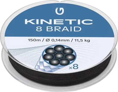Produktbild von Kinetic 8-Braid 150m Black - Geflochtene Schnur, Durchmesser:0.35mm, Tragkraft:31.5kg