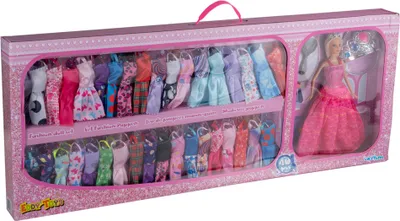 Produktbild von Eddy Toys Puppenkleidung - Set mit 40 Kleidungsstücken - inklusive einer Fashion Doll 30 cm, Polyester
