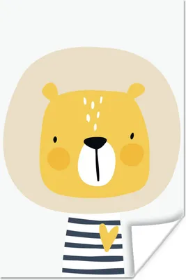 Produktbild von MuchoWow® Poster Löwe - Tiere - Illustration - Herz - Kinder - Kind 20x30 cm - Papierdruck