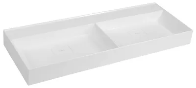 Produktbild von Sapho GODIVA Doppelwaschbecken, Gussmarmor, 119x44cm, ohne Armaturloch, Weiß