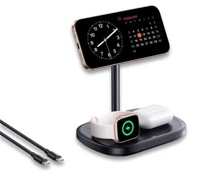 Image de Baseus EnerFill FS41 Support de charge sans fil 3-en-1, 22,5 W, noir + câble USB Type-C, 1 m