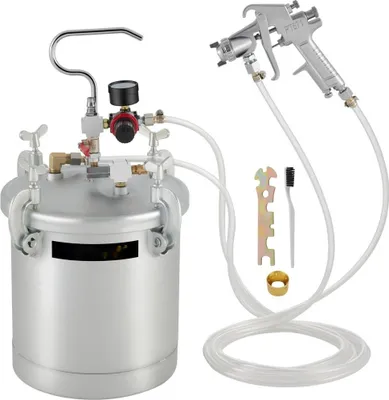 Produktbild von Farbspritzpistole - 10 Liter, 30 PSI Farbbehälter, Lackhalterung - Farbsprühsystem für Wasserfarben, Flecken, Lacke - feine Oberflächen - Innen- und Außenprojekte