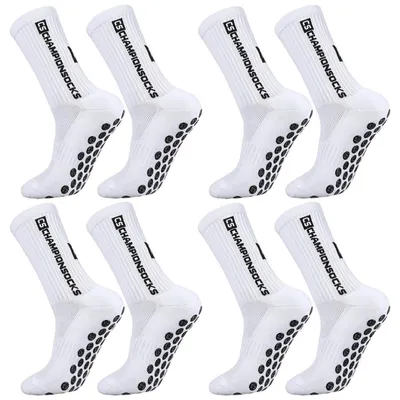 Immagine prodotto di Calzini da calcio, 4 paia, antiscivolo, con grip, unisex, taglia 39-46, colore bianco