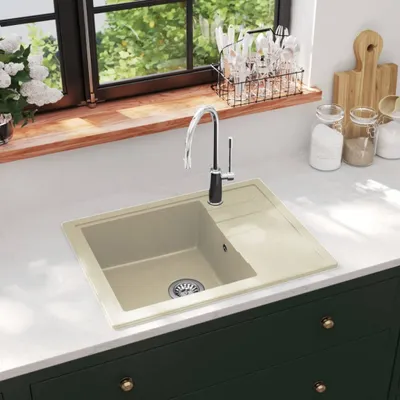 Immagine prodotto di The Living Store Lavello da cucina con troppopieno Ovale Beige Granito