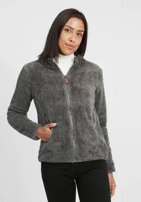 Produktbild von OXMO OXTelsa Damen Fleecejacke Sweatjacke Jacke mit Stehkragen Eingrifftaschen Reißverschluss Regular fit