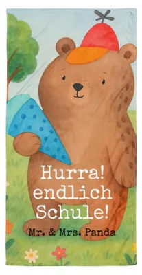 Produktbild von Mr. & Mrs. Panda Handtuch Bär Schultüte Design - Weiß - Geschenk, Strandtuch, Teddy, Reisehandtuch, Badehandtuch, Duschtuch, Schulanfang, Schulbeginn, Duschhandtuch