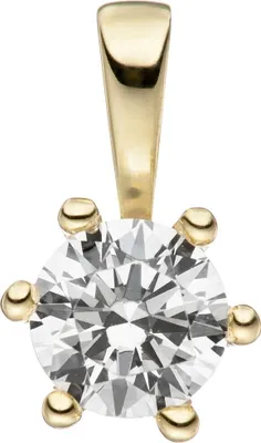 Produktbild von Solitär Anhänger mit Zirkonia weiß 333 Gold Gelbgold klassisch & schlicht Damen