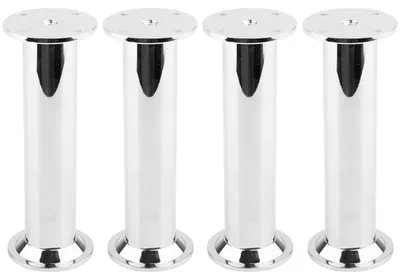4 Möbelfüße Ø 32 mm, 150 mm, Alu, verstellbar, Chrom