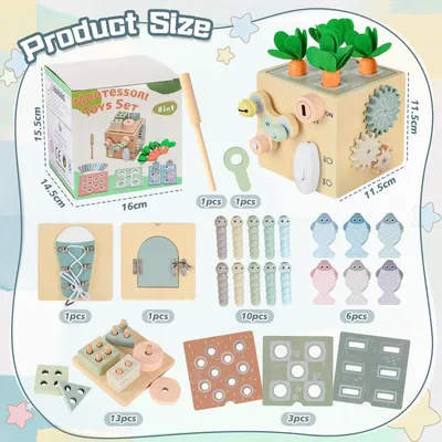 Image de Jouets Montessori, jouets en bois éducatifs, pour enfants de 1 et 2 ans, de couleurs vives