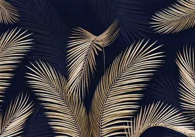 Produktbild von Vlies Fototapete tropische Blätter 400x280 cmTapeten Wandtapete XXL goldene Palmenblatt Dschungel Natur b-B-10022-a-a