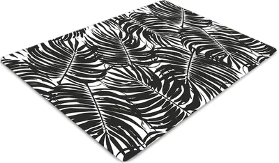 Obrázok produktu pre Podlahová ochranná podložka - Ochranná podložka pod stoličku - Podlahová podložka - 100x70 cm - Čierne listy