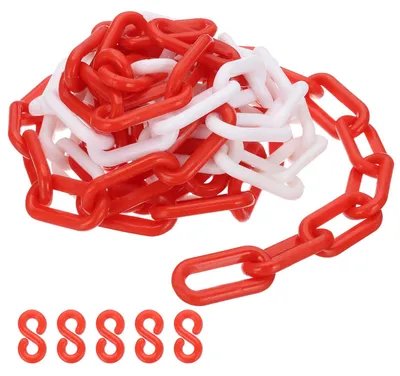 Kunststoffkette rot/weiß, 8 mm, 3 m, Sicherheitsbarriere