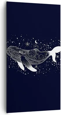 Produktbild von Bild auf Leinwand - Leinwandbild - Einteilig - Wal Schwarzweiß Grafik - 65x120cm - Wand Bild - Wanddeko - Wandbilder - Leinwanddruck - Bilder - Wanddekoration - Leinwand bilder - PA65x120-4870