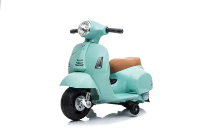 Produktbild von Elektro-Rutschroller Vespa GTS, blaugrün, mit Hilfsrädern, lizenziert,Lithiumbatterie, Ledersitz, 30-W-Motor