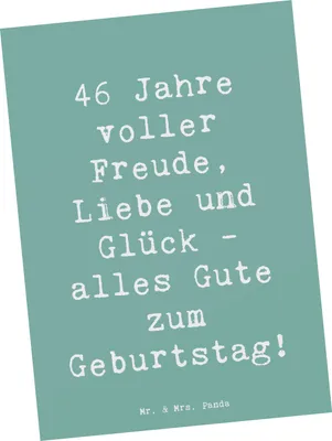 Produktbild von Mr. & Mrs. Panda Postkarte Spruch 46. Geburtstag - Meeresbrise - Geschenk, herzliche Glückwünsche, Ansichtskarten, Ansichtskarte, Alter, Happy Birthday, 46 Jahre