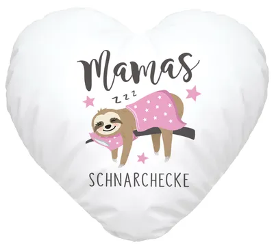 Produktbild von Herzkissen Spruch Mamas Schnarchecke Fautier Geschenk für Mutti Muttertag Geburtstag Weihnachten SpecialMe® weiß Herz-Kissen