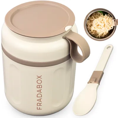 Produktbild von FRADABOX® Lunchpot „Casey“, Thermobehälter mit Löffel, Premium Edelstahl, Müslibecher to go, Auslaufsicher für Joghurt Porridge, Suppen, Lunchbox