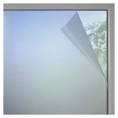 Produktbild von Fensterfolie in Milchglas-Optik, 100% PVC, Lichtdurchlässig, Sichtschutzfolie, Statisch haftend, 45 x 150 cm, Halbtransparent, Weiß-matt