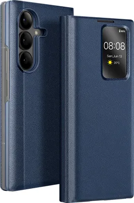 Image de Avizar, coque pour Galaxy Z Fold 7 avec pochette pour cartes et support, bleu nuit