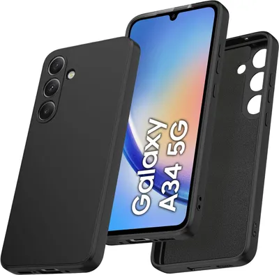 Produktbild von Galaxy A34 Hülle, Slim Liquid Silikon Gel Gummi Stoßfest Schutzhülle für Samsung Galaxy A34 Schwarz