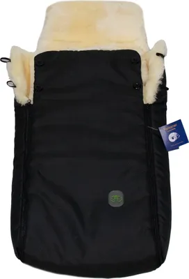 Produktbild von Lammfell Babyfußsack KESSY für Kinderwagen und Buggy Schwarz