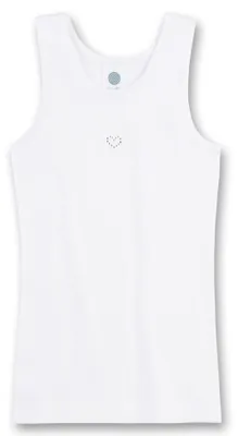 Produktbild von Sanetta Mädchen-Unterhemd weiß Strassherz breite Träger | Kinder-Shirt