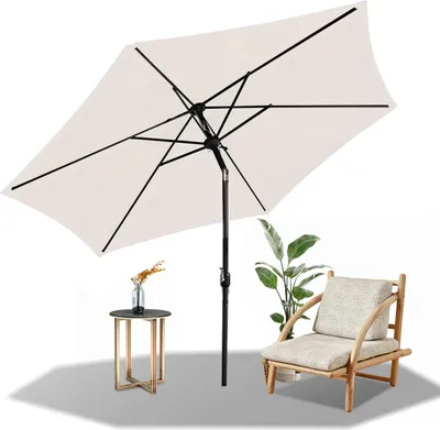 Produktbild von Faziango Sonnenschirm Ø270cm, Gartenschirm, knickbar, Schirmtuch mit PA-Beschichtung, UV-Schutz bis UPF 50+, ohne Ständer, Beige
