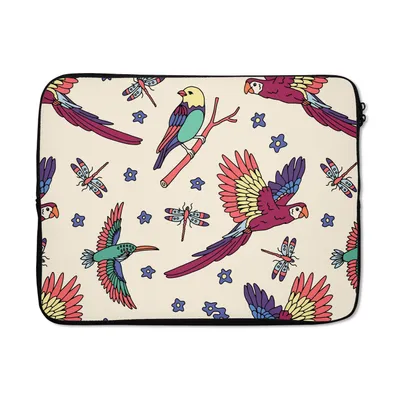 Produktbild von MuchoWow® Laptop Hülle 15 Zoll Muster - Vintage - Vögel Laptoptasche - Laptoptasche - Sleeve - Rundum-Schutz