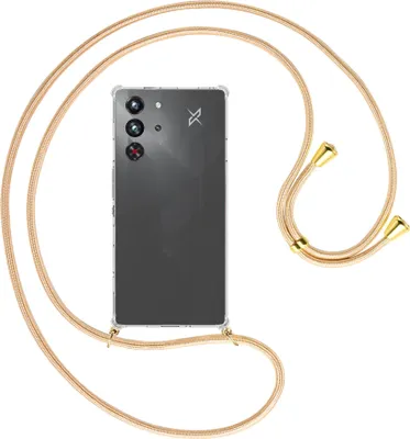 Produktbild von Handykette Backcover-Schutzhülle mit Band (Metall goldfarben) für ZTE Nubia Red Magic 10 Pro - Goldkordel